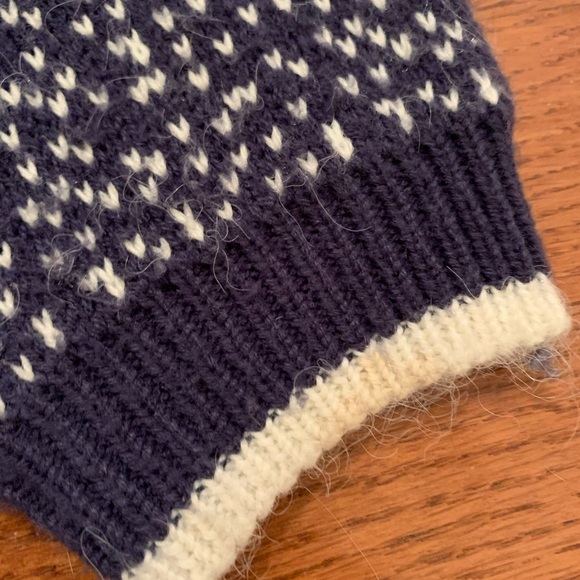 VINTAGE 70S JANTZEN CARDIGAN NAVY WHITE PURPLE SPECKLED FUZZY PREPPY SPO… - Picture 4 of 6